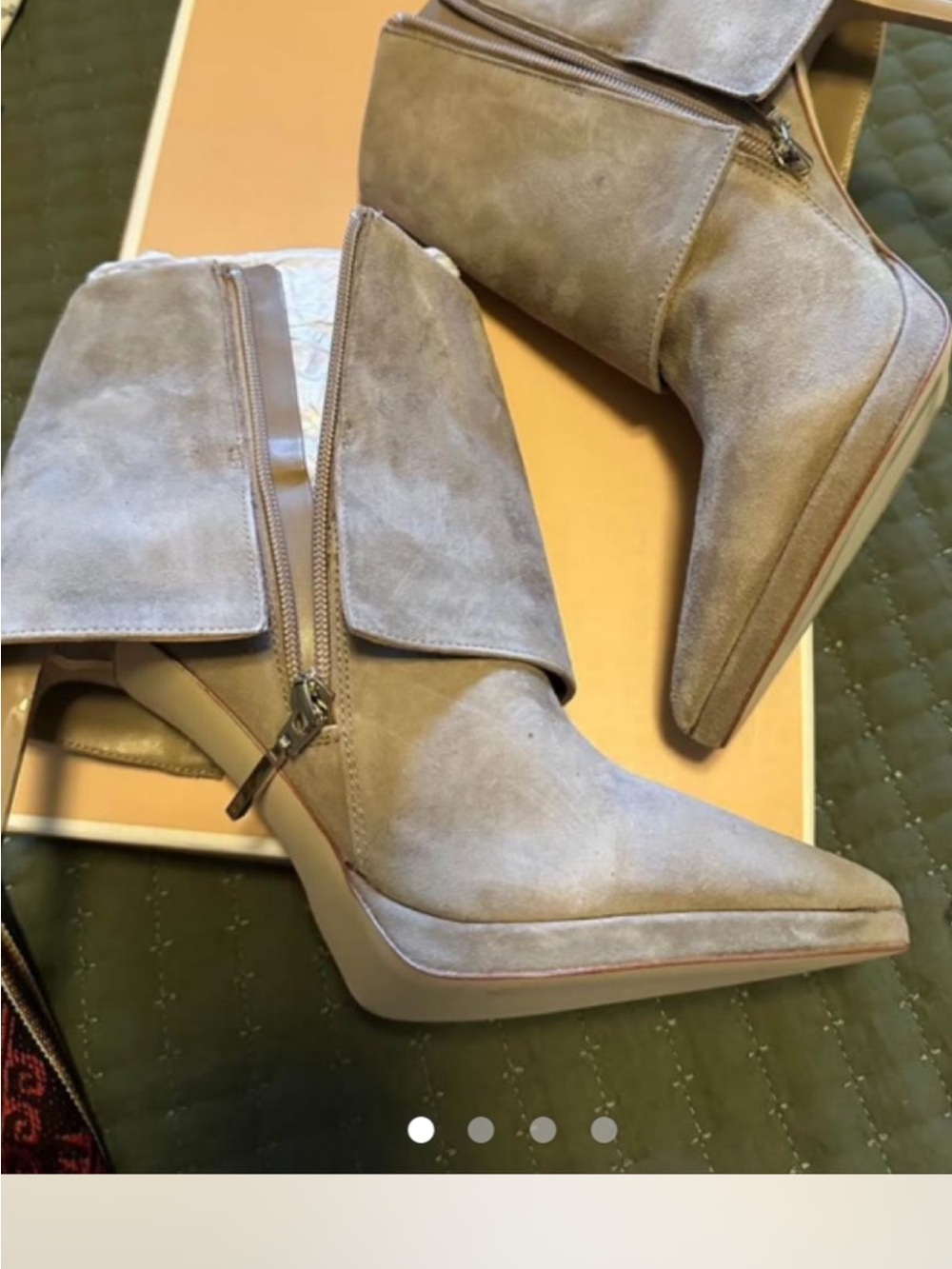 Steve Madden Women's Taupe
Suede Pointed Toe Ankle Bootie Zip